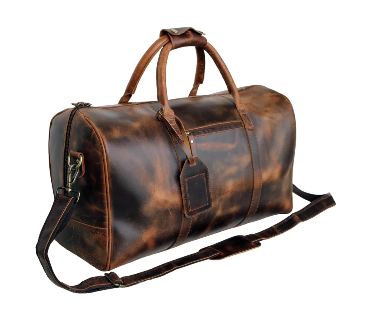 Jaald 50 cm de Piel de búfalo auténtico de Piel de búfalo, para Fin de Semana, Equipaje, Bolsa de Viaje, Bolsa de Deporte, Bolsa de Viaje de Fin de Semana, Equipaje de Mano, Bolsa de Gimnasio,