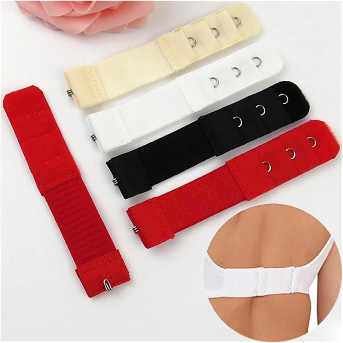 Sujetadores seguros, extensores versátiles, cierres giratorios, 1 fila y 3 ganchos, extensor de brasier, cierre de nailon, extensión de ropa interior, Beige1, 3Pc