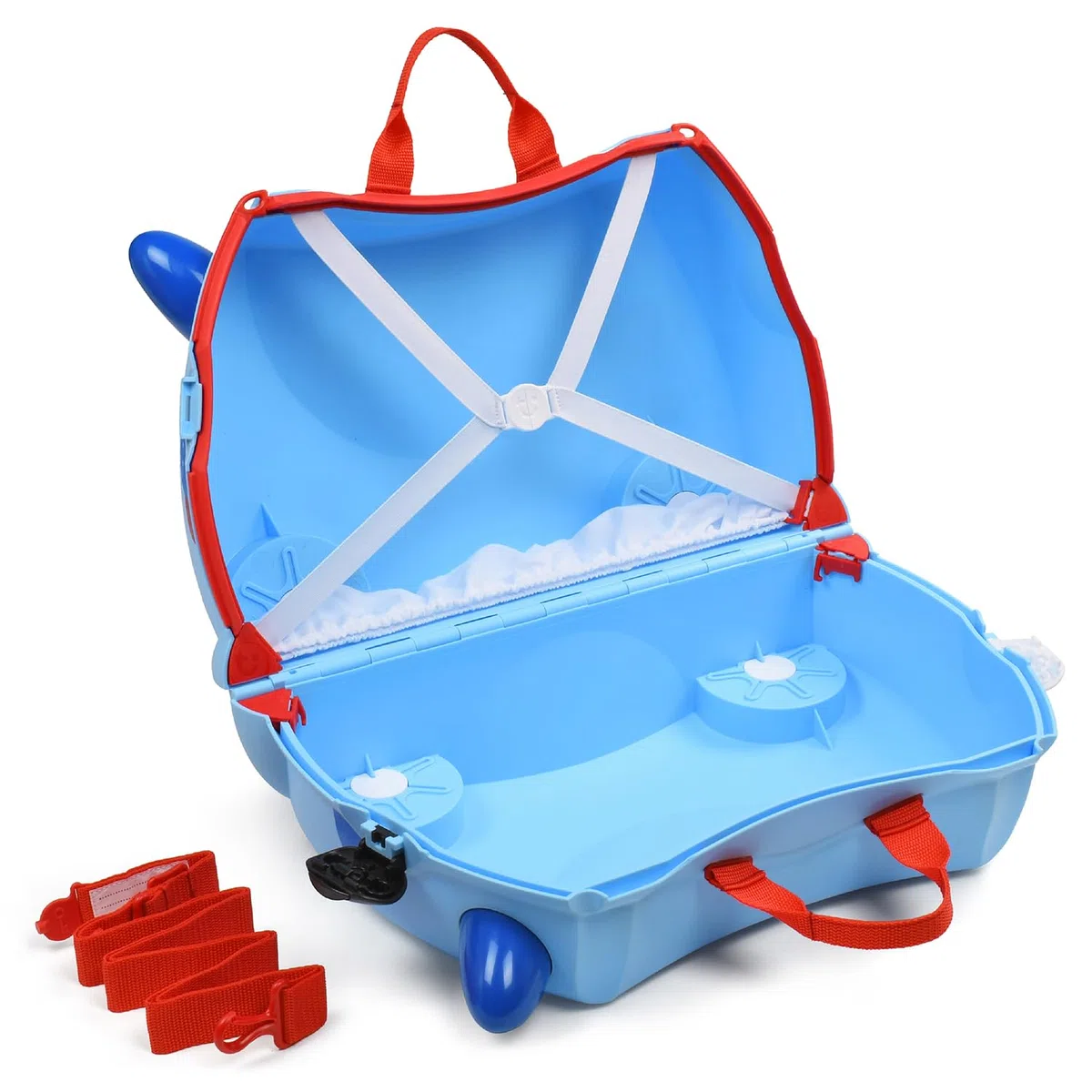 Trunki Maleta con Ruedas Doug, 46 x 20.5 x 31 cm, Equipaje para Niños, Azul con Rayas, para Viajes y Vacaciones