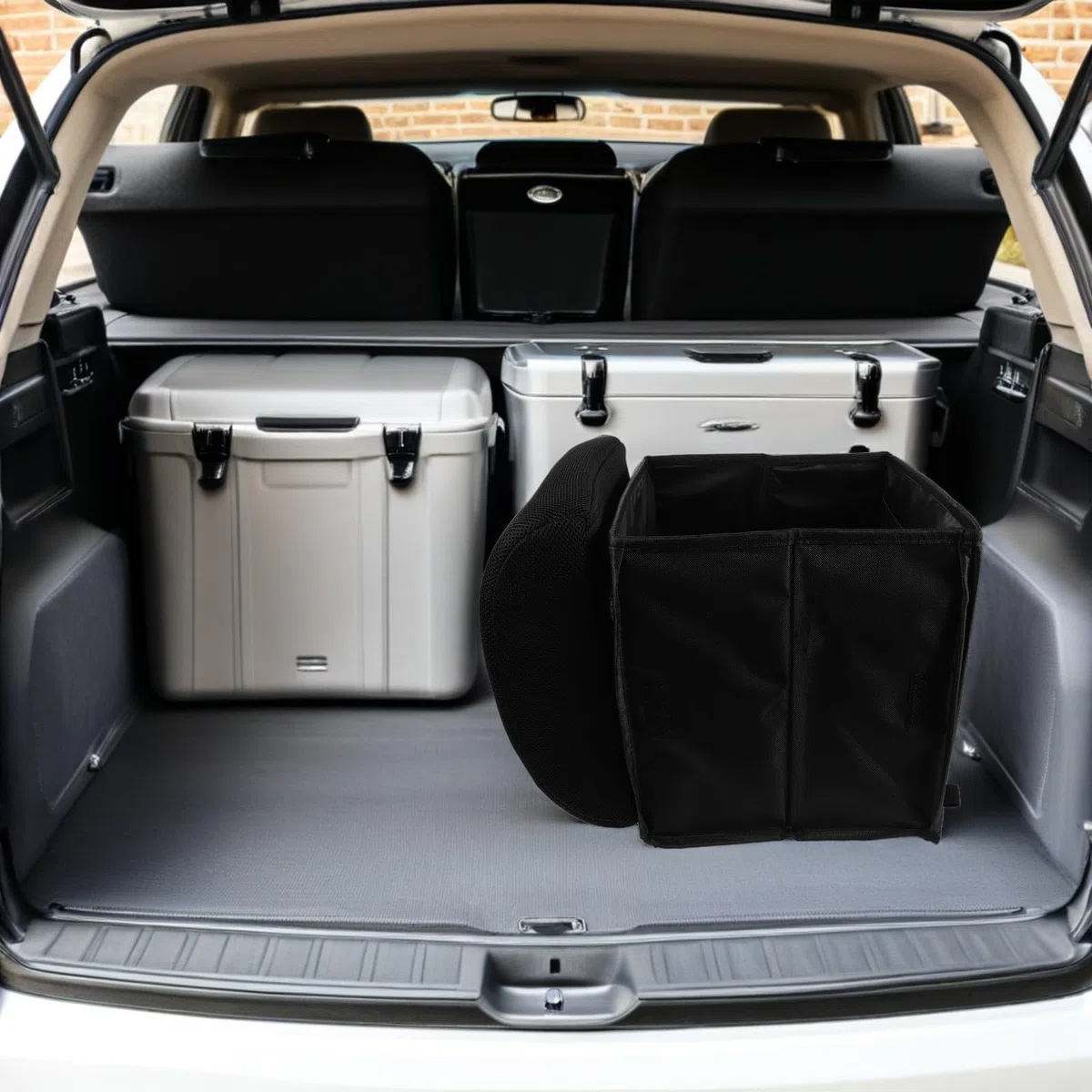 OUNONA Organizador de Maletero Plegable para Coche con Múltiples Compartimentos, Material de Poliéster y Esponja, Fácil de Limpiar Asas Reforzadas para Viajes en Suv