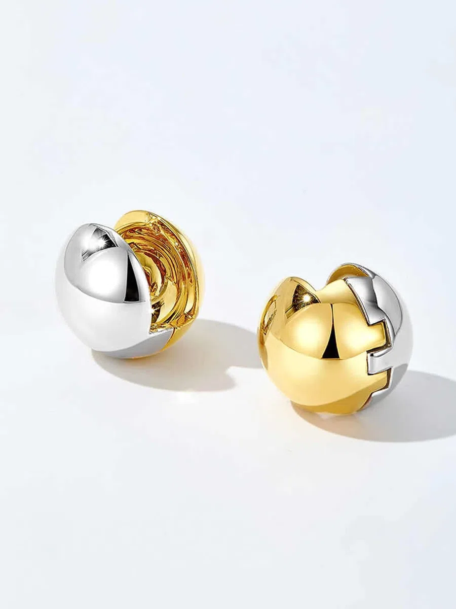 KnSam Pendientes de aro de oro amarillo 750 para mujer, tamaño doble, tamaño pequeño, oro de 18 quilates