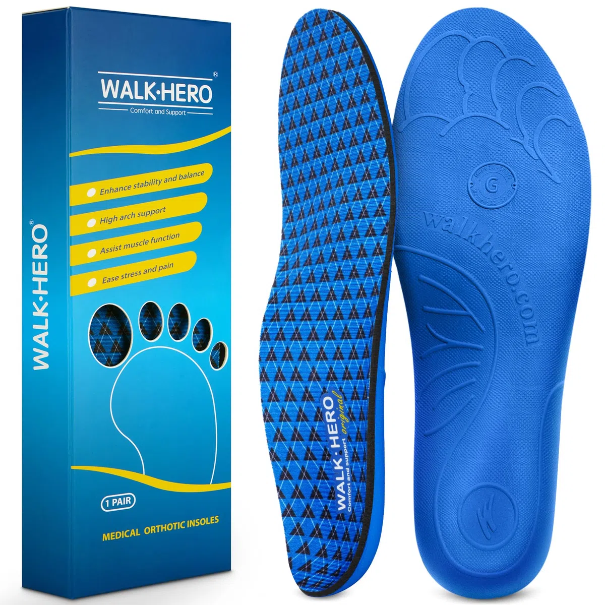 Zapatos ortopédicos para fascitis plantar para pies planos, dolor de pies, plantillas de soporte de arco alto para hombre 7-7 1/2 | Mujeres 9-9 1/2
