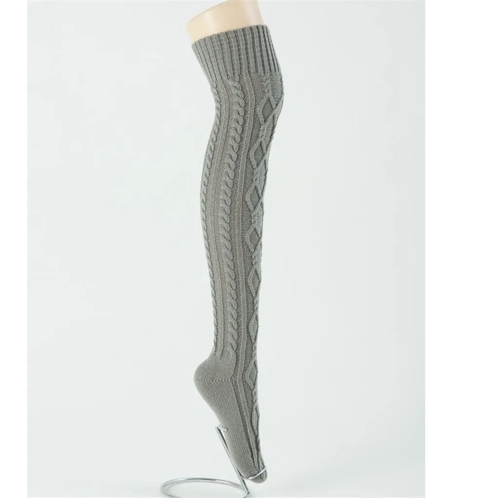Pares Mujeres Invierno Tejido sobre La Rodilla Bota Larga Cálido Muslo Medias Altas Pantimedias Calentadores De Piernas (Color : A, Size : 75CM) (A 75CM)
