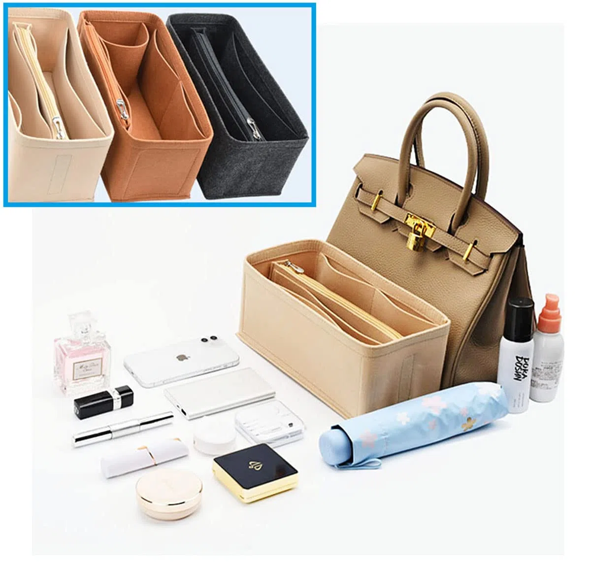 Lckaey - Organizador de bolsos para birkin (30 insertos1099 beige-M)