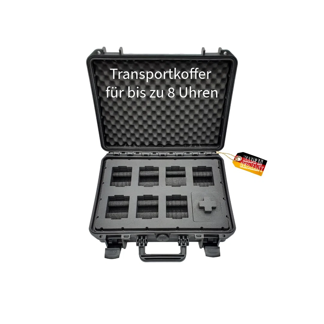 Caja para Relojes con Espacio para 8 Piezas - Maletín de Viaje Impermeable y con un Cierre Seguro - Máxima protección - Fabricada en Alemania