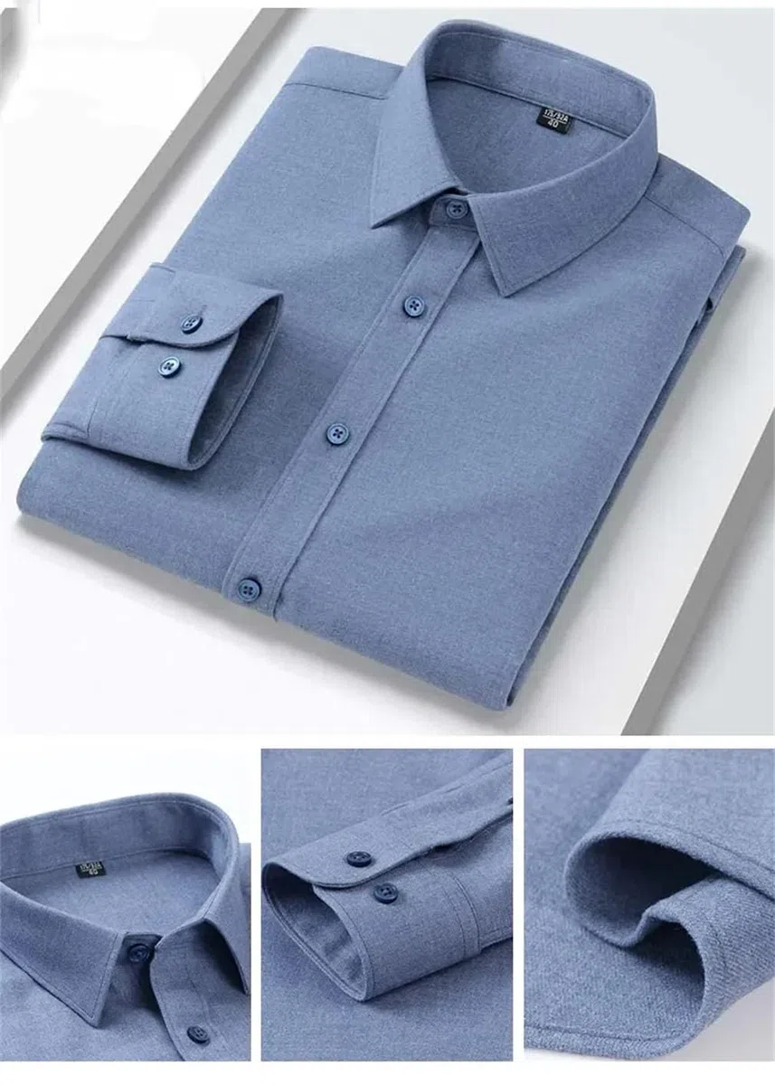 Camisas de manga larga para hombre, ajustadas, de lana, para oficina, diseñador, elegante, con botones, S9790, XXL