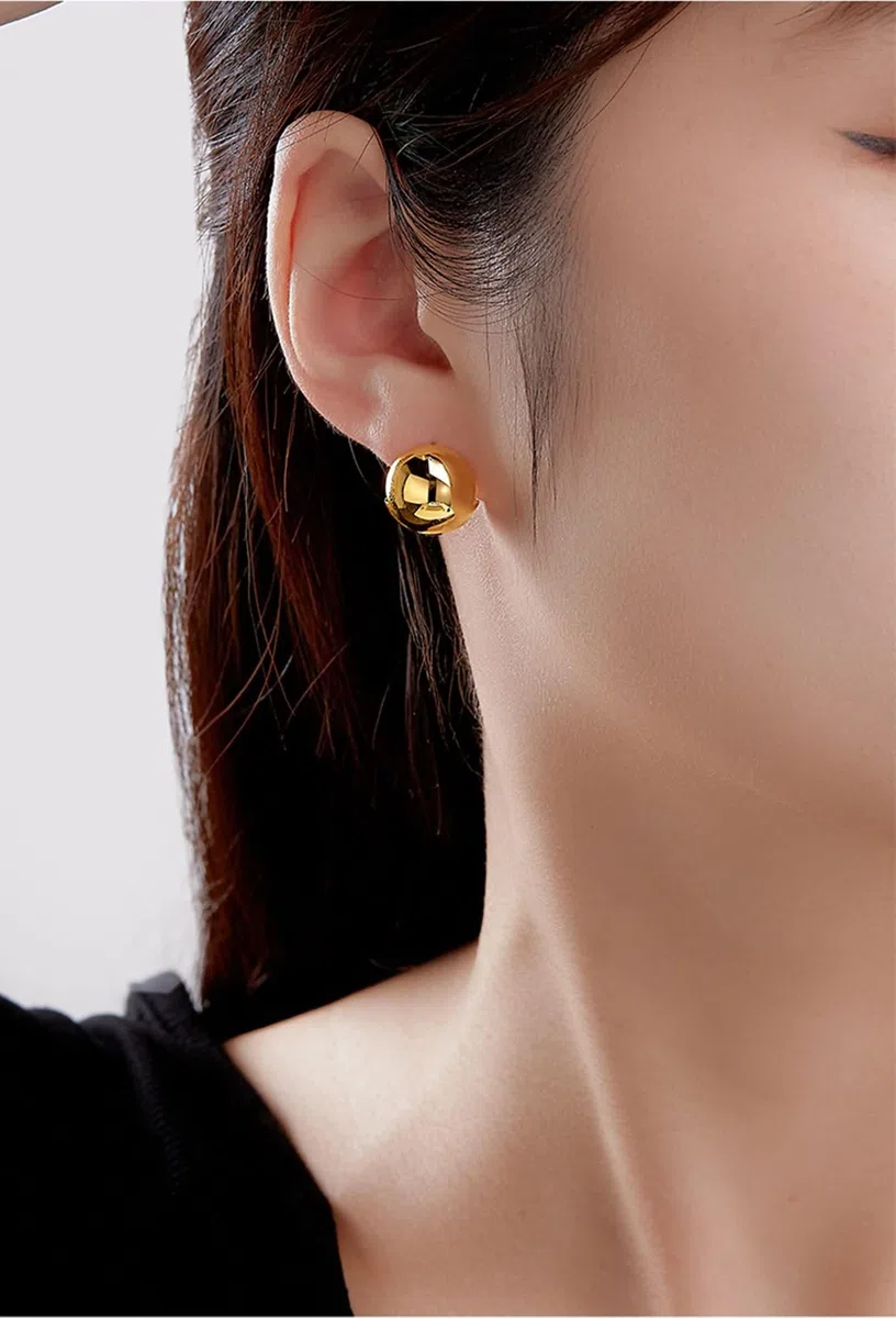 KnSam Pendientes de aro de oro amarillo 750 para mujer, tamaño doble, tamaño pequeño, oro de 18 quilates