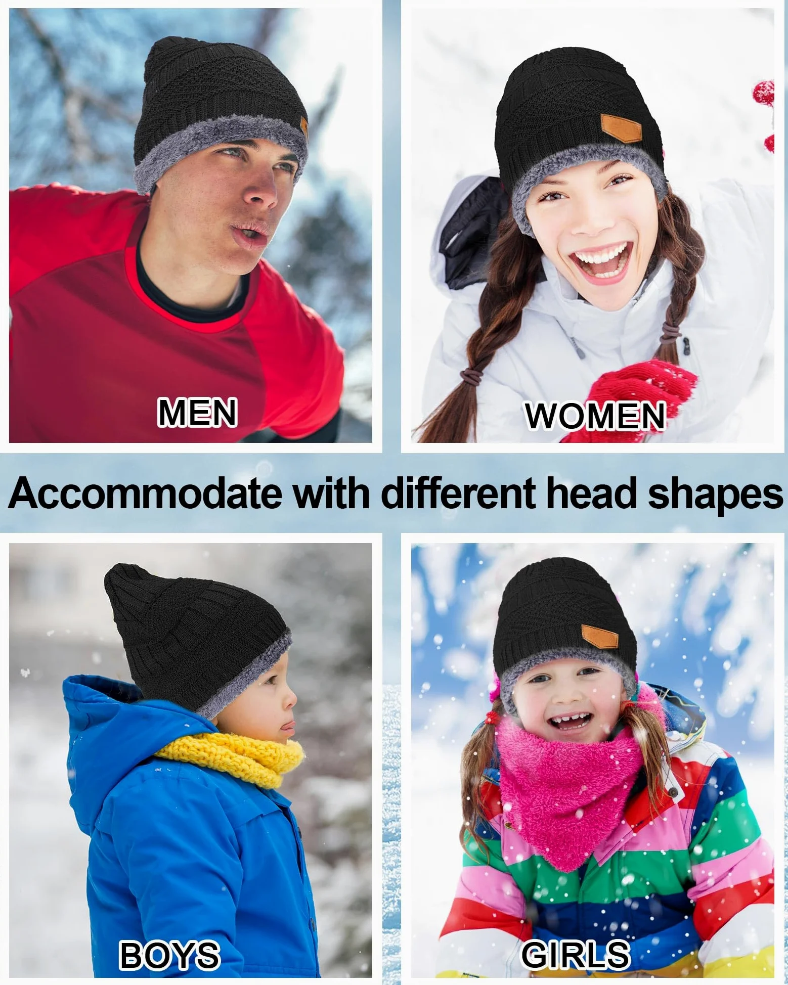 Geyoga Gorros de invierno a granel para hombres y mujeres, con forro polar, gorro cálido de punto de invierno
