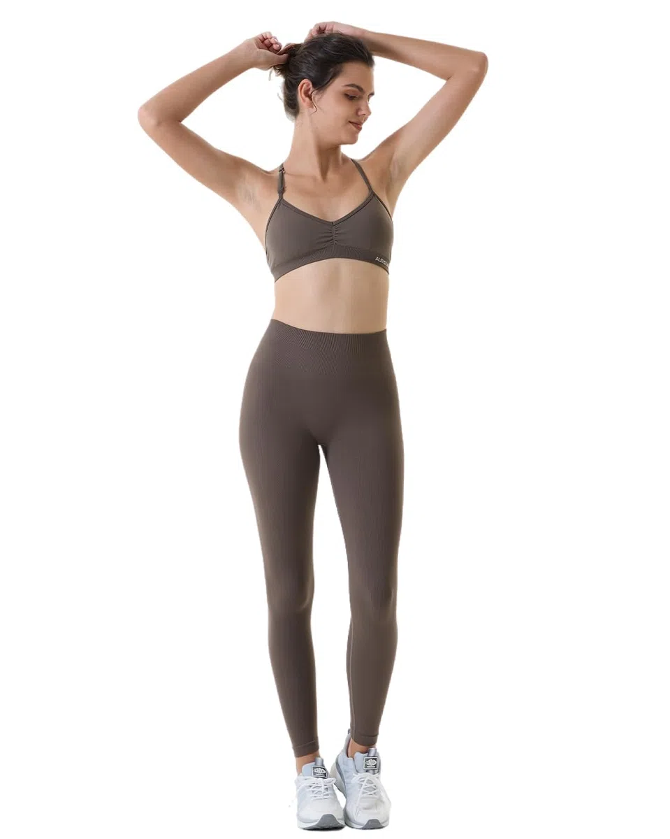 AUROLA - Leggings de entrenamiento para mujer, control de abdomen, a prueba de sentadillas, acanalados, gruesos, sin costuras, pantalones activos