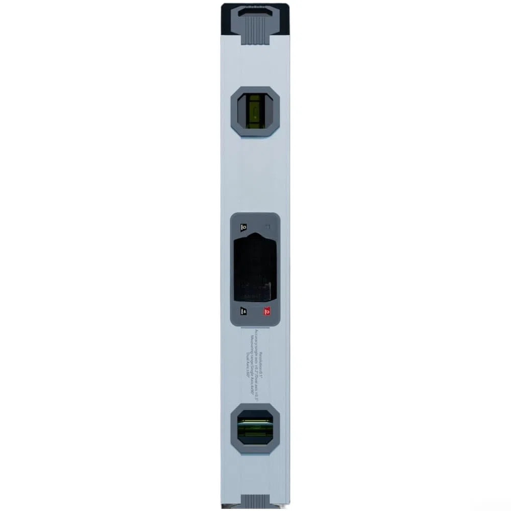 Nivel digital de aleación de aluminio de 400 mm que soporta múltiples unidades de medición con lecturas de doble dirección y zumbador para comprobaciones de ángulo (gris)