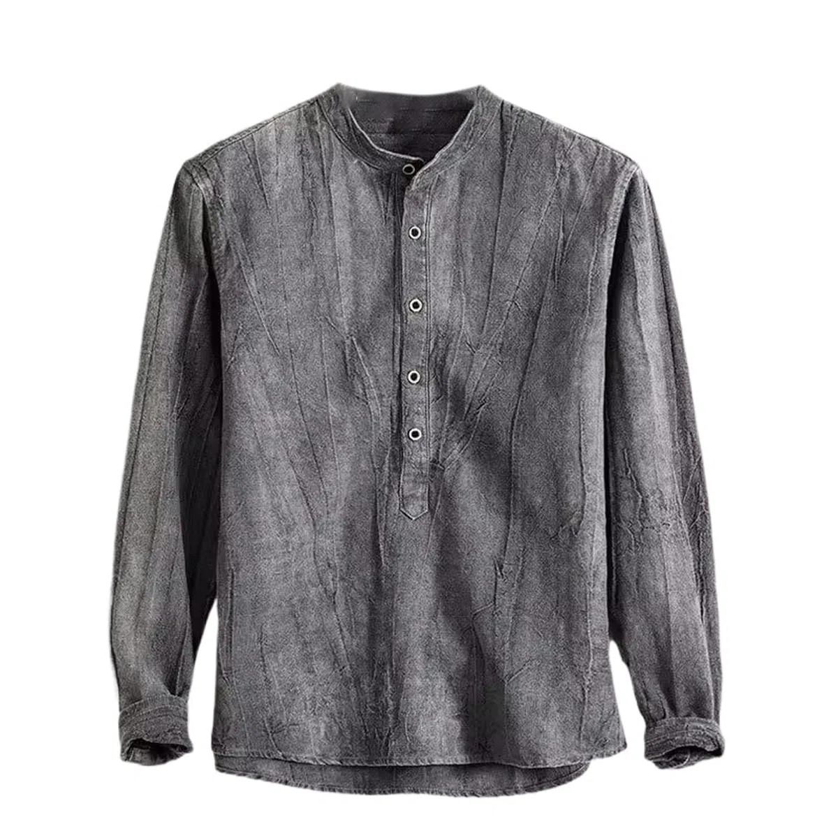 Camisetas retro vintage de algodón y lino para hombre, manga larga, casual, de algodón, ajuste regular, túnica de playa
