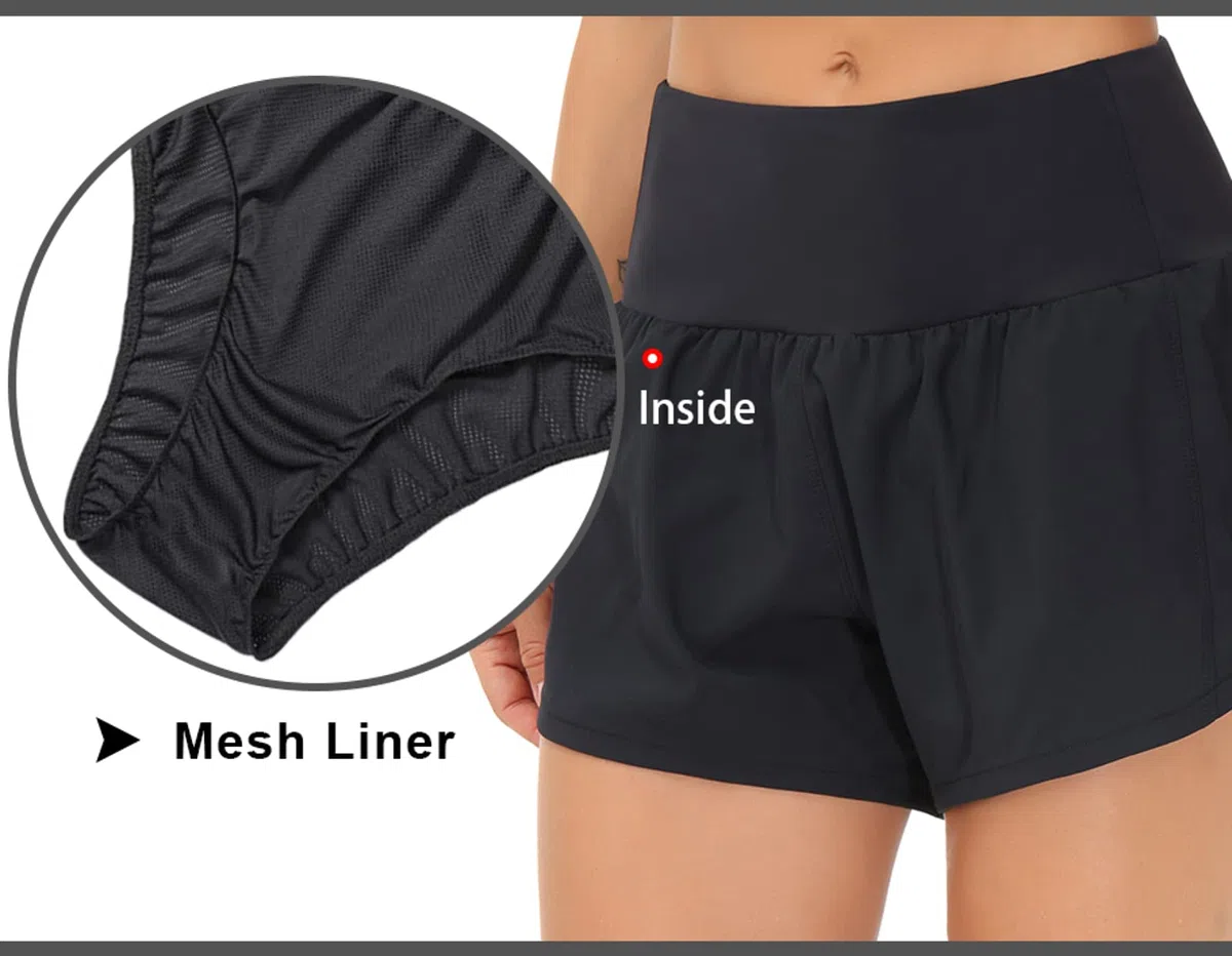 The Gym People Pantalones Cortos de Correr de Cintura Alta para Mujer, de Secado rápido, con Forro de Malla y Bolsillos con Cremallera