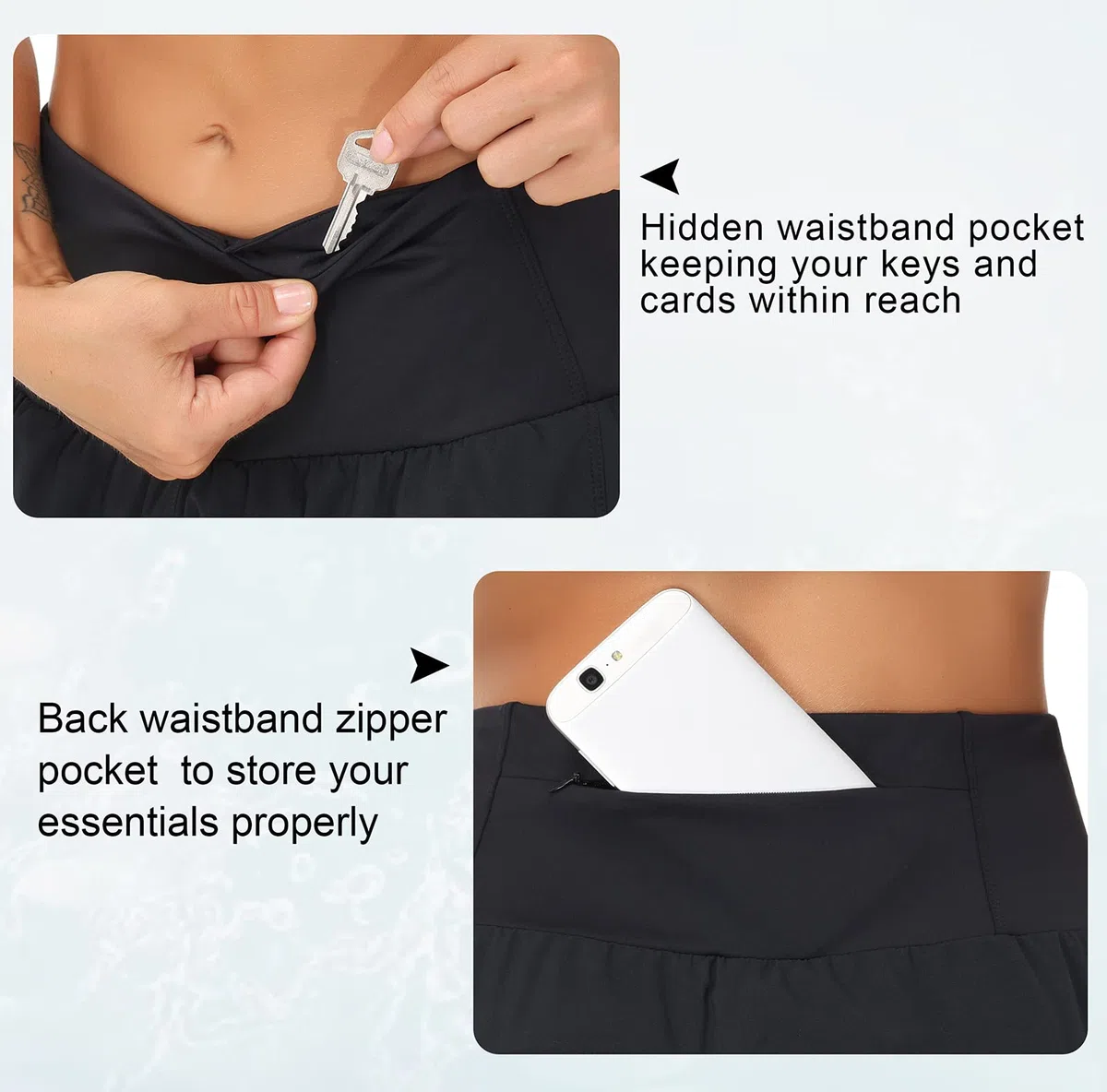 The Gym People Pantalones Cortos de Correr de Cintura Alta para Mujer, de Secado rápido, con Forro de Malla y Bolsillos con Cremallera