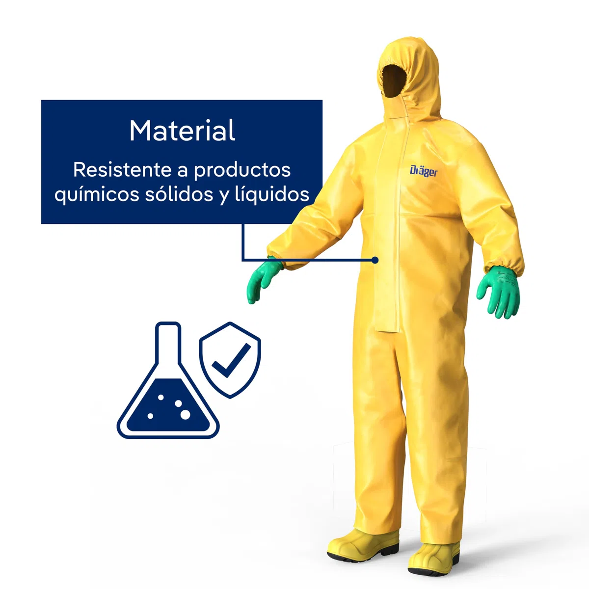 Dräger SPC 4400 CPM mono amarillo de seguridad y protección laboral | Uso con respiradores y mascarillas | Industria de residuos desechos y agua | Talla XL