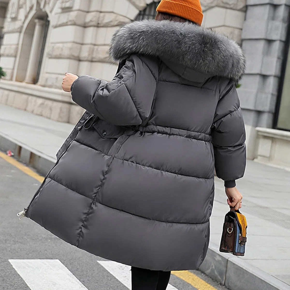 Genérico Abrigos De Invierno Para Mujer Chaqueta Con Cremallera De Piel Sintética Cálido Larga Plumifero Cortavientos Con Bolsillos Parkas Impermeable Termica Ropa Para El Frio Extremo