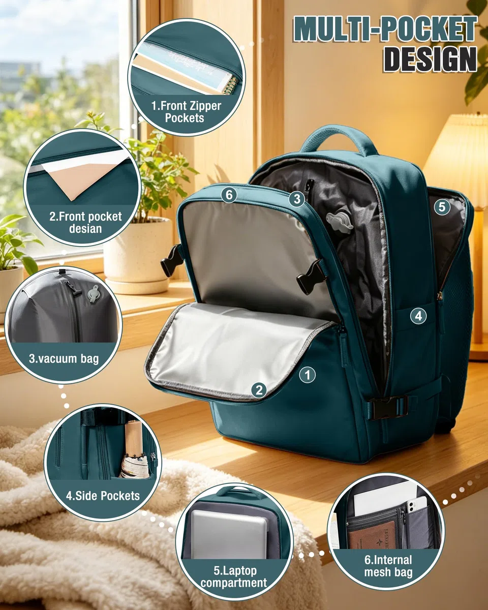 SZSYCN Mochila Viaje Cabina Avion 40x30x20 Ryanair Wizzair 40x20x25 Mochila Compresión al Vacío para Hombre, Bolsa de Viaje Equipaje de Mano 40x30x20 Vueling Maleta De Vacío Para Mujeres