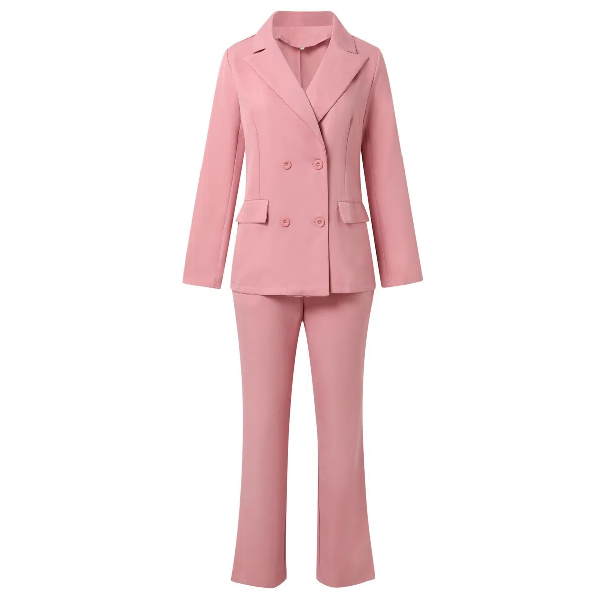 2025 - Traje de manga larga sólido para mujer, bolsillos, pantalones, traje elegante, 2 piezas, traje elegante para mujer