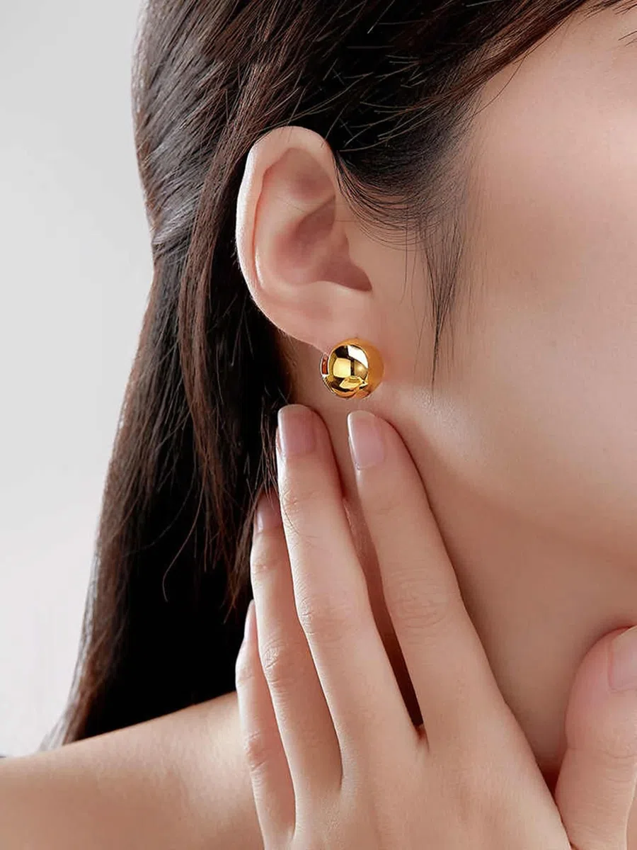 KnSam Pendientes de aro de oro amarillo 750 para mujer, tamaño doble, tamaño pequeño, oro de 18 quilates