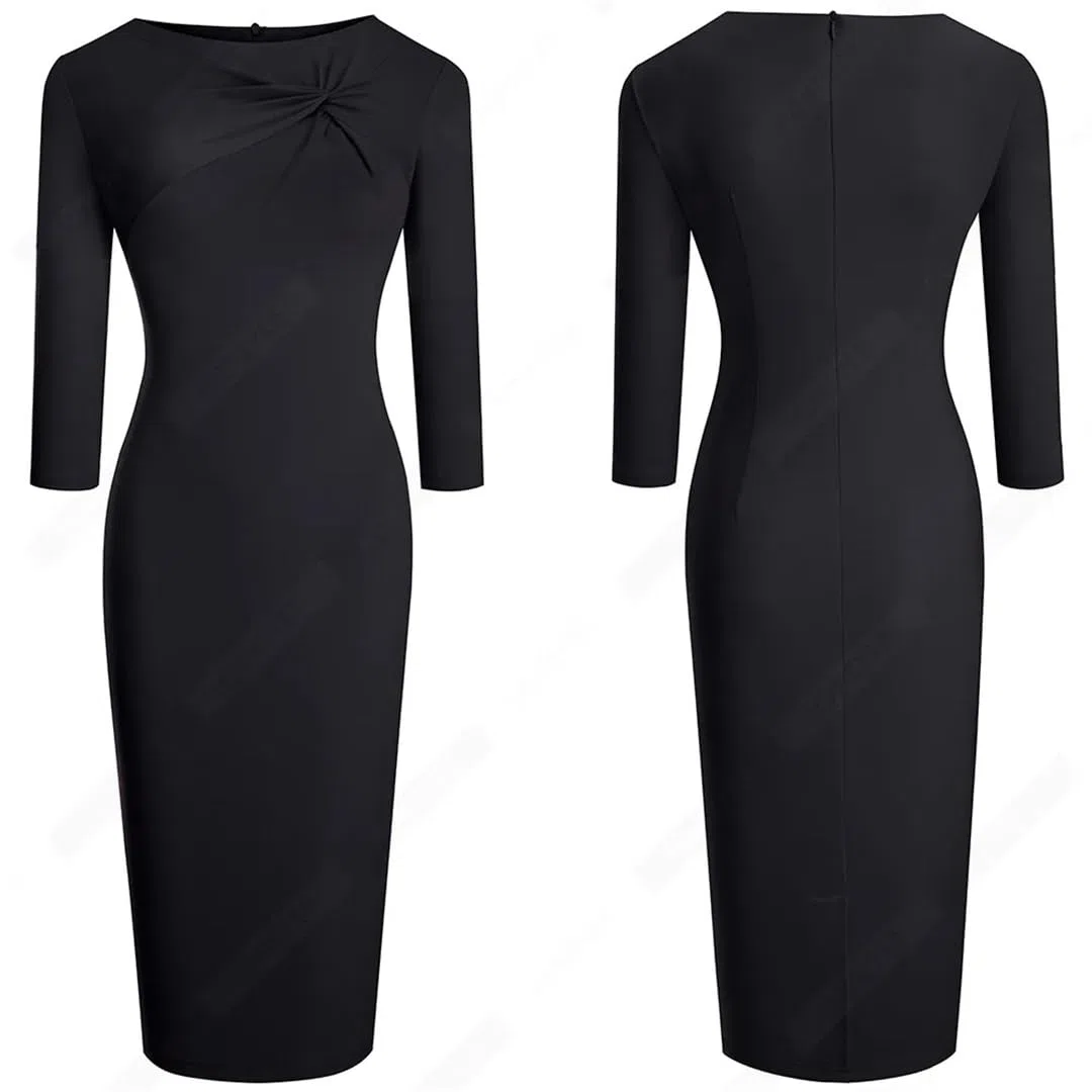 Vestido Ajustado De Oficina De Negocios Formal Elegante con Vestidos De Color Sólido con Clase para Mujer