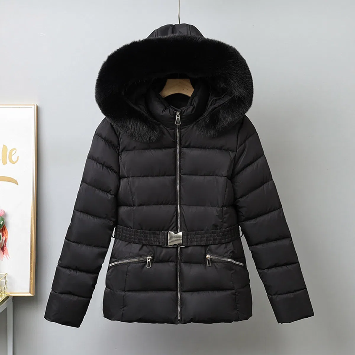 Chaqueta Mujer Abrigo Entretiempo Invierno Cazadora Plumiferos，Abrigo corto acolchado térmico con capucha sintética chaqueta cortavientos desmontable para clima frío femenina elegante y cálida