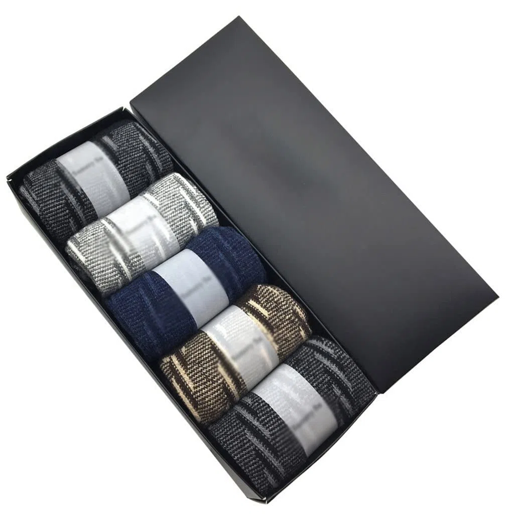 5 Pares/Lote Calcetines de Lana Hombres cálidos Invierno Cashmere Transpirable Casual Masculino de la Mano Regalo de cumpleaños (Color: un tamaño: un tamaño) (Color : A, Size : One Size)