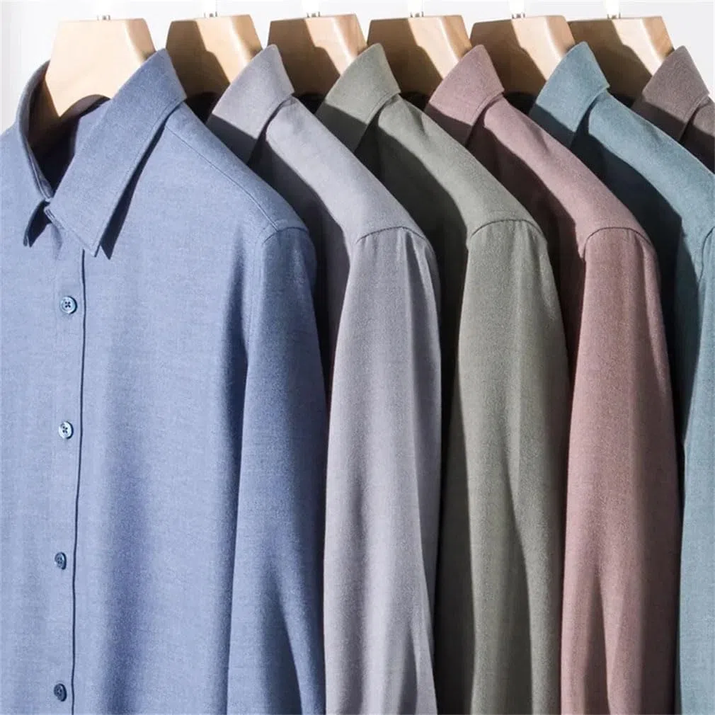 Camisas de manga larga para hombre, ajustadas, de lana, para oficina, diseñador, elegante, con botones, S9790, XXL