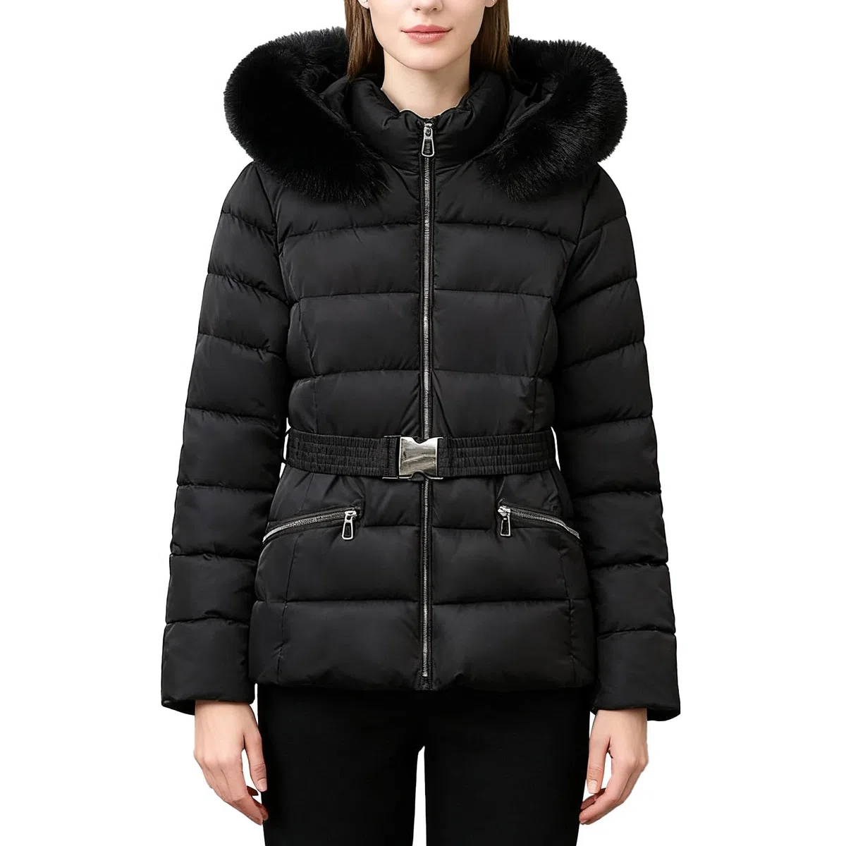 Chaqueta Mujer Abrigo Entretiempo Invierno Cazadora Plumiferos，Abrigo corto acolchado térmico con capucha sintética chaqueta cortavientos desmontable para clima frío femenina elegante y cálida