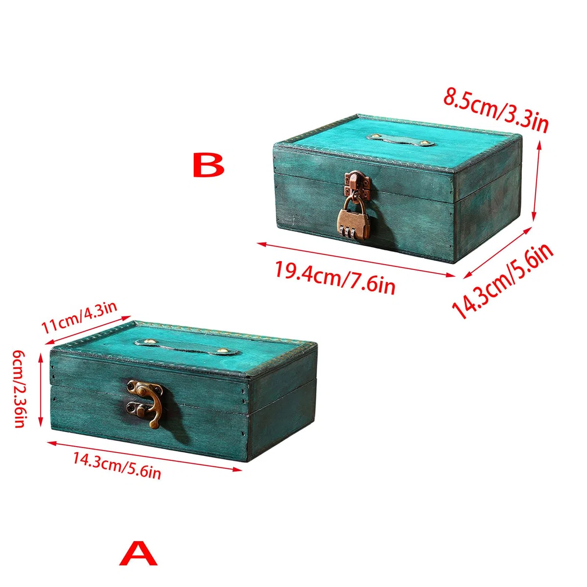 Caja de Almacenamiento de Joyas de Madera Antigua con Cerradura para decoración de la Oficina en hogar Soporte de Recuerdos en Cofre de Madera con Mecanismo de Cerradura Caja de Almacenamiento
