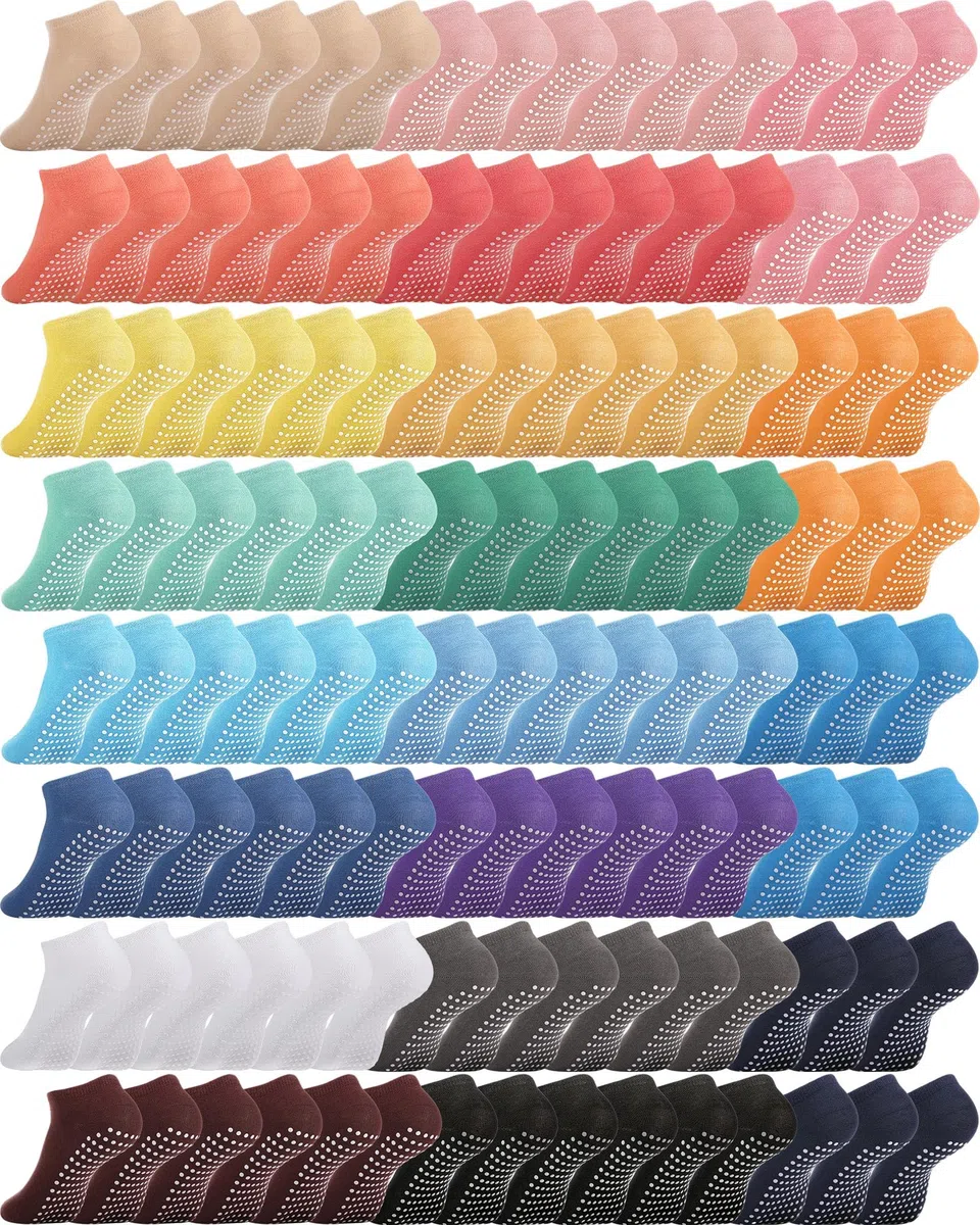 Chuarry 60 pares de calcetines antideslizantes para yoga, pilates, a granel, antideslizantes, para mujeres, ancianos, hospitales, (Classic Color), Talla única