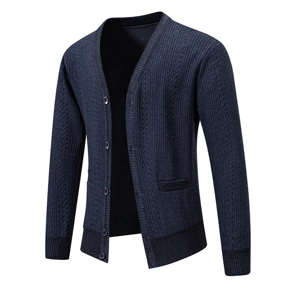 Genérico Jersey Cardigan Hombre, Chaqueta De Lana para Hombre Cuello V Cierre De Botones Y Bolsillos para Chaqueta Primavera Y Otoño Cómodo Suave Abrigo Casual Moda para Exterior El Ocio