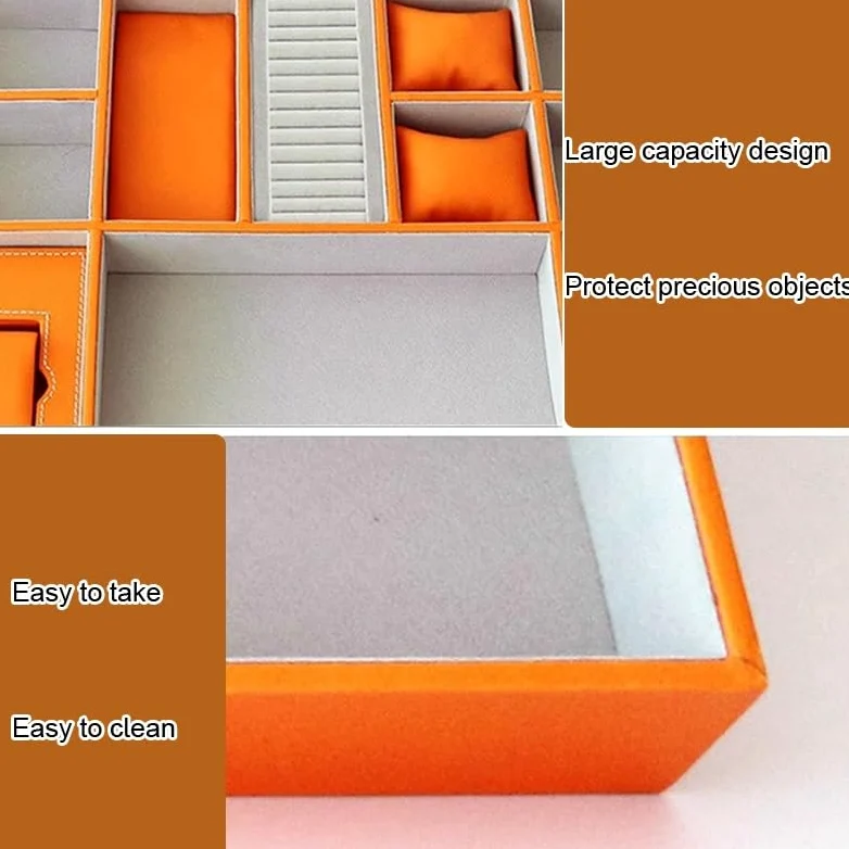 Bandeja organizadora de Joyas apilable: separadores para Collares, Anillos y Pulseras, Organizador para cajones (Gris a)