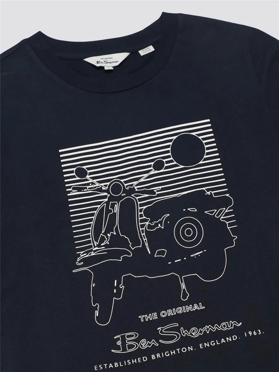 Ben Sherman Camiseta de verano de manga corta para hombre 76132 en azul marino, 2XL-5XL