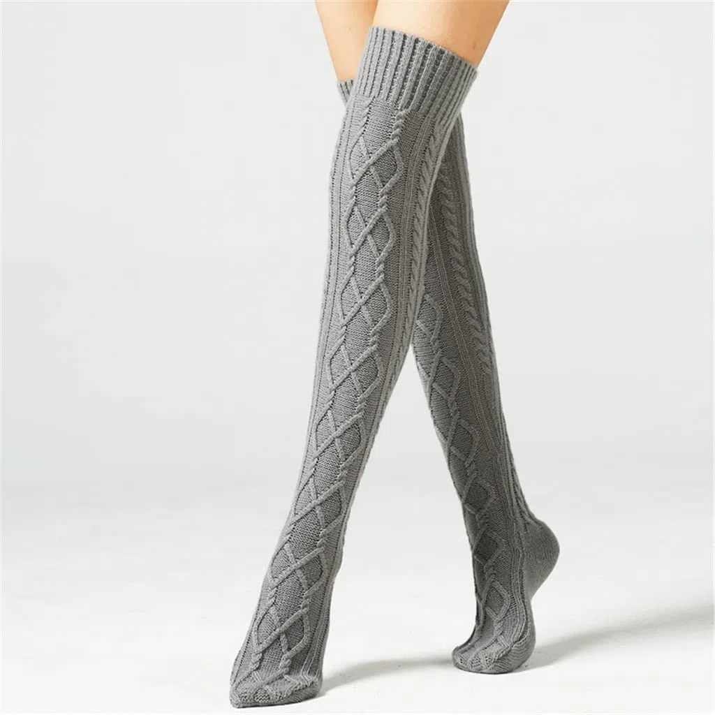 Pares Mujeres Invierno Tejido sobre La Rodilla Bota Larga Cálido Muslo Medias Altas Pantimedias Calentadores De Piernas (Color : A, Size : 75CM) (A 75CM)