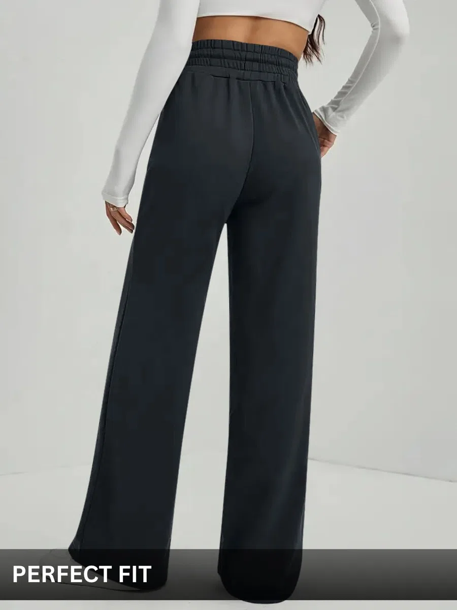 Leriya Fashion Pantalones acampanados de cintura alta estilo coreano para mujer, elegantes pantalones para eventos universitarios (talla grande)