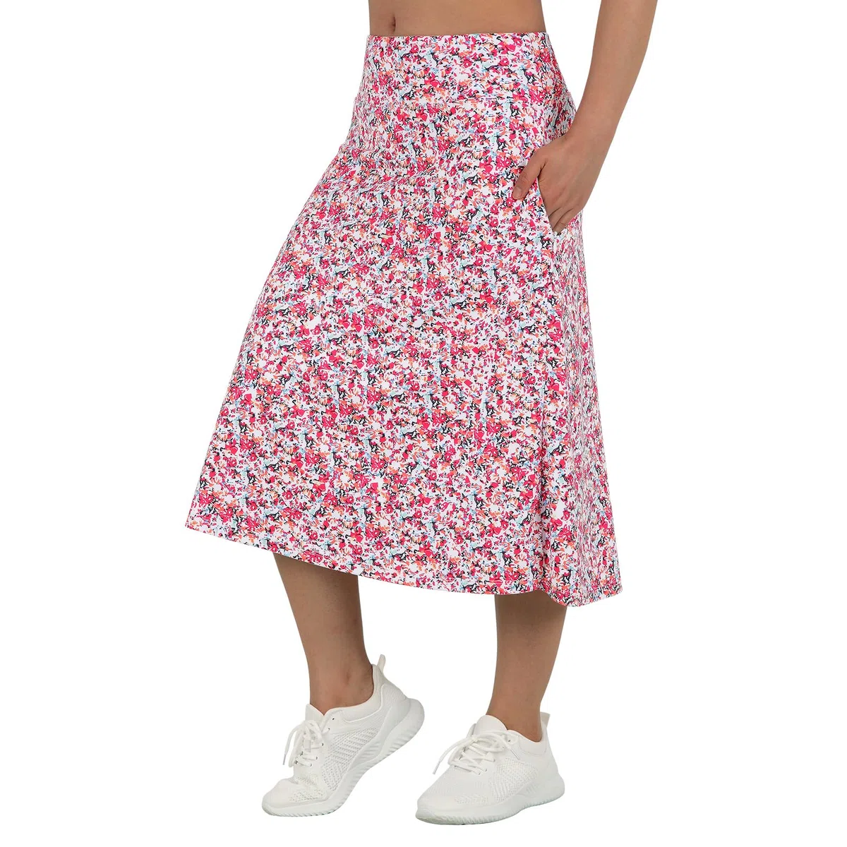 beroy Falda pantalón larga de 28 pulgadas para mujer con 2 bolsillos, falda modesta con pantalones cortos debajo de faldas largas de cintura alta