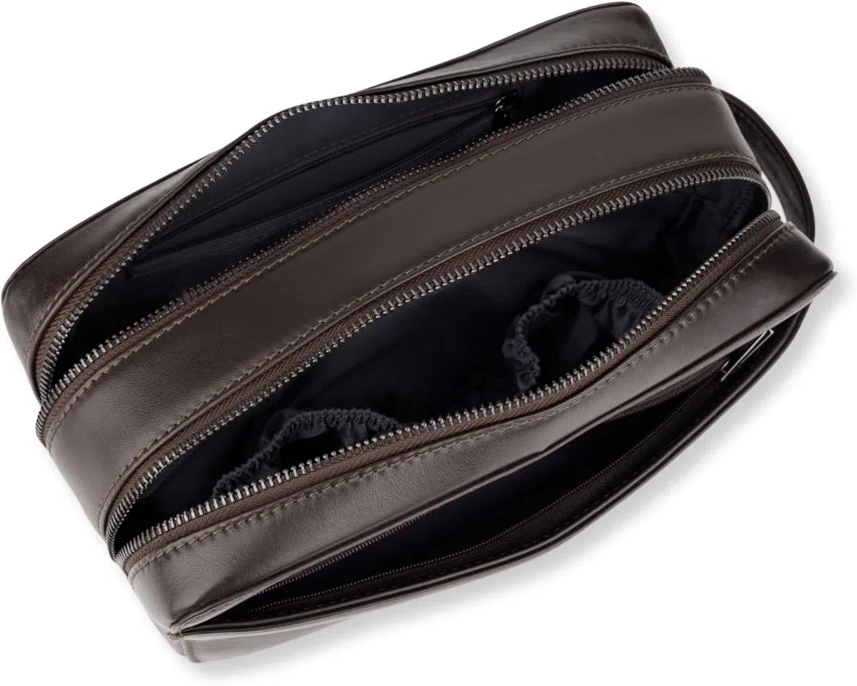 Neceser de Viaje de Cuero auténtico Atlas XL - Bolsa de Aseo para Hombre de Piel Genuina - Hecho a Mano - Diseño Elegante y Gran Capacidad para Viajes y Uso Diario