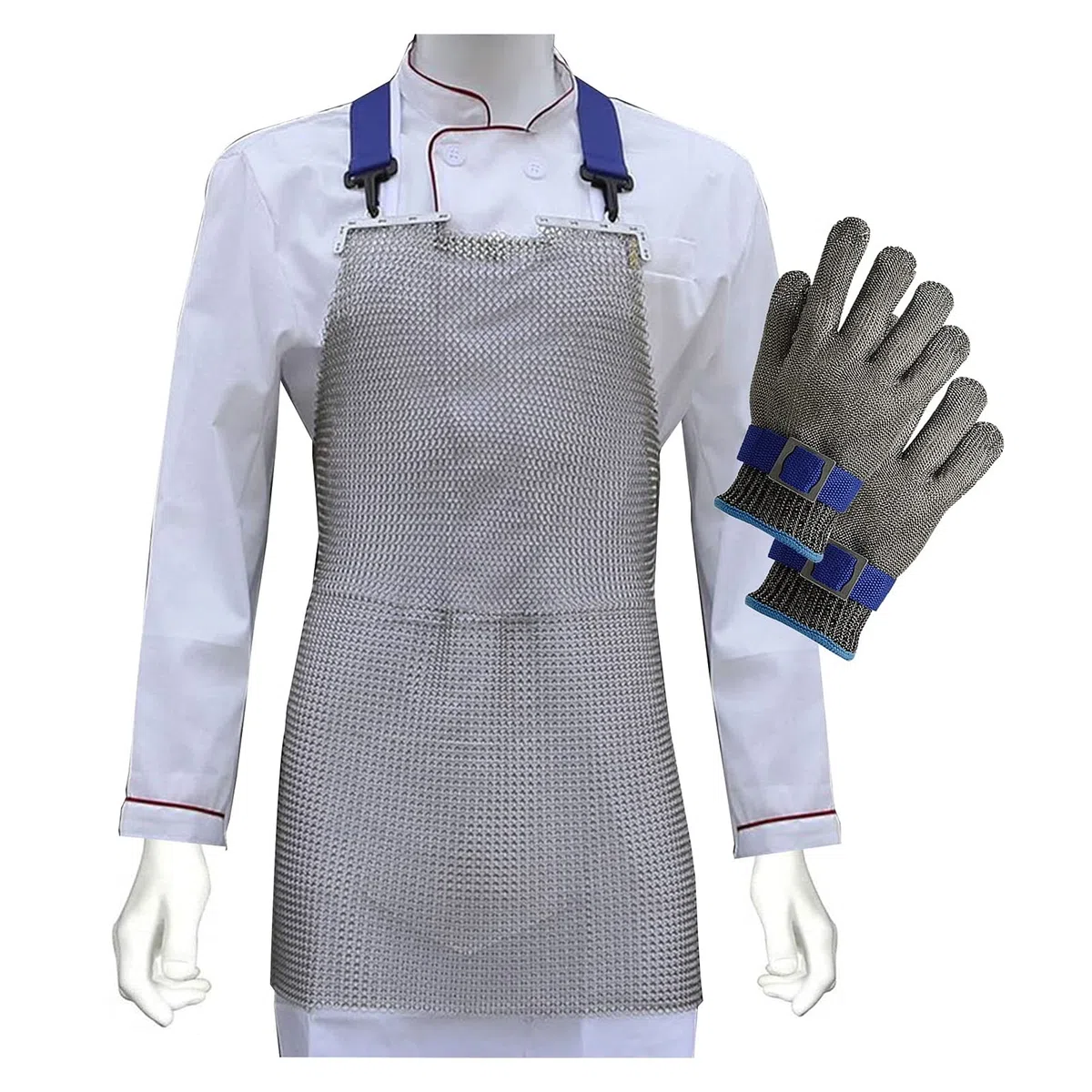 Antiestutado De Acero Inoxidable con 2pcs Guantes, Metal con Las Correas Ajustables del Hombro, For La Operación Segura De Los Porteadores En Granjas Y Fábricas