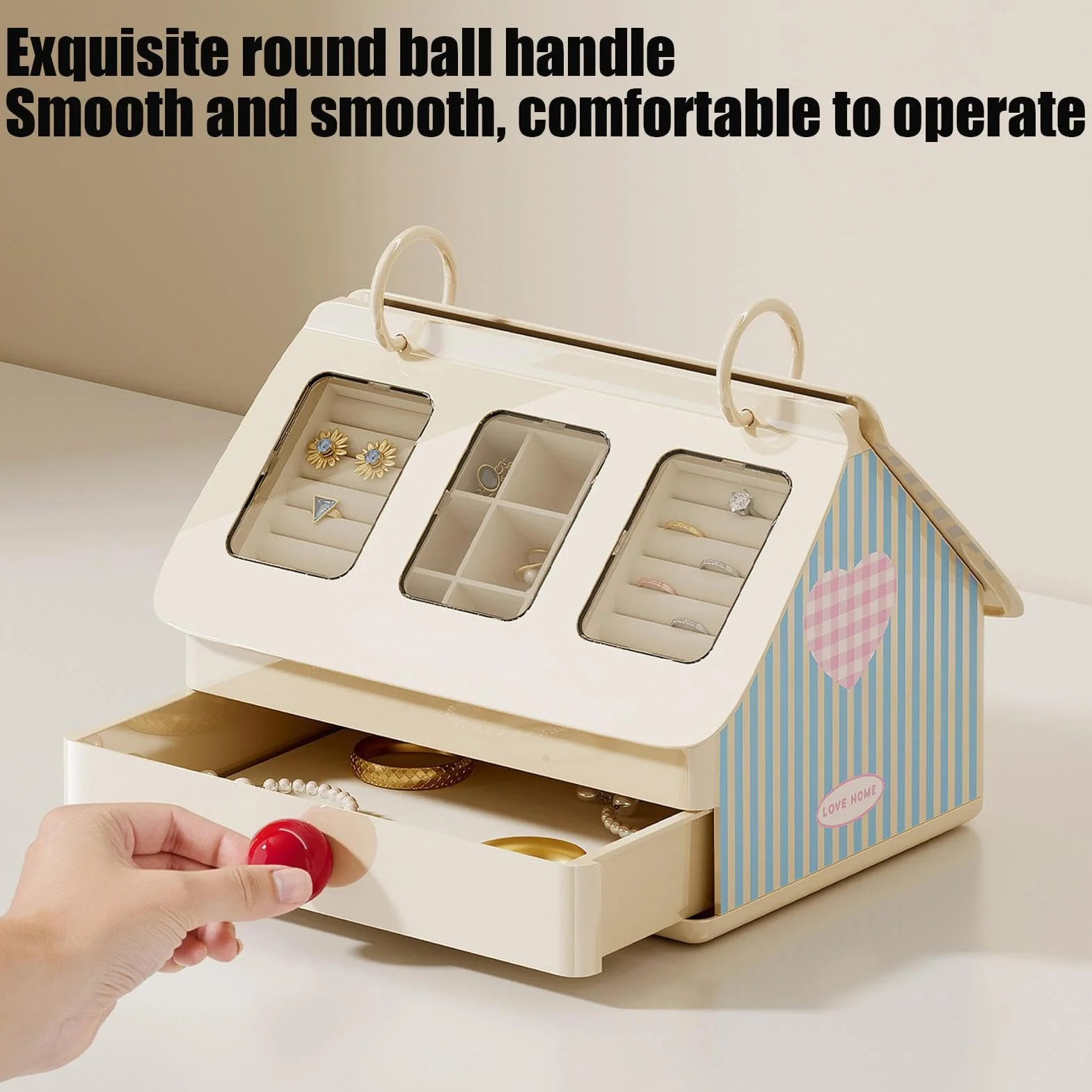 De Joyas Para Adolescentes Con Cajón Forma De Casa Adorable Organizador | Estuche De Almacenamiento Para Pendientes para Mujeres Niños Familia Amigos Pulseras Cepillos Baño Escritor