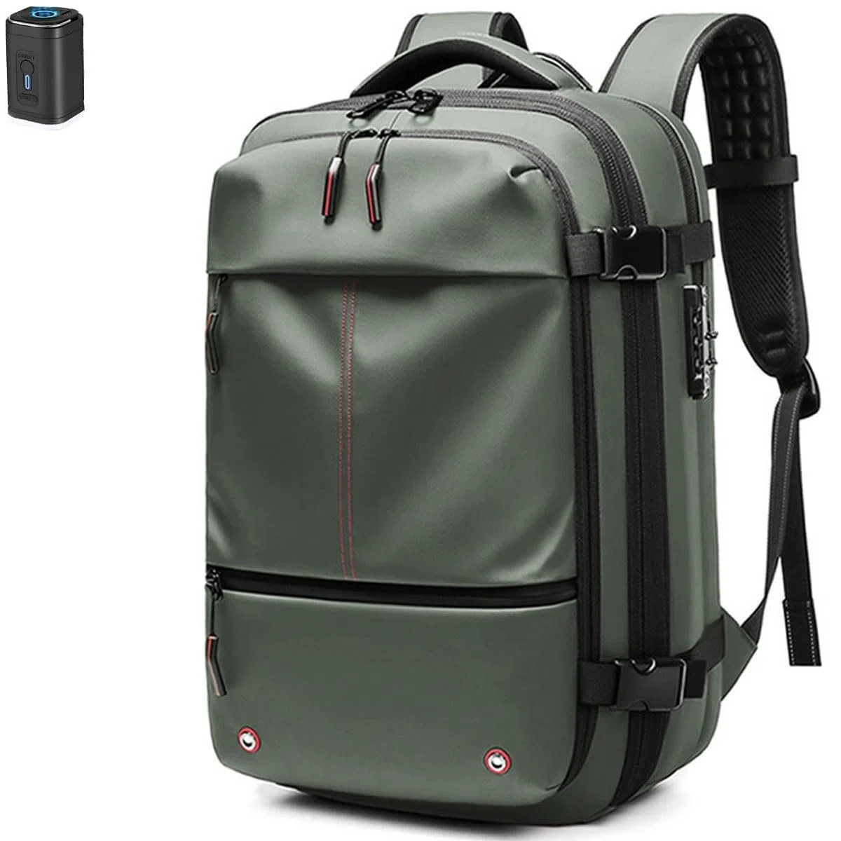 Mochila, Mochila Airbag con Vacío, Mochila De Viaje con Vacío, Mochila Expandible De 60 L con Compresión Al Vacío, Bolsas Resistentes Al Agua(Green,Air Pump)