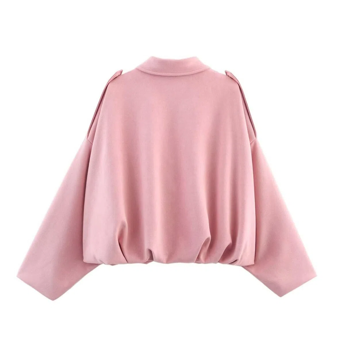 Chaqueta de Mujer otoño Invierno Abrigo de Solapa Casual de Gran tamaño de Manga Larga Abrigo de Estilo Urbano de Moda | Pink,S