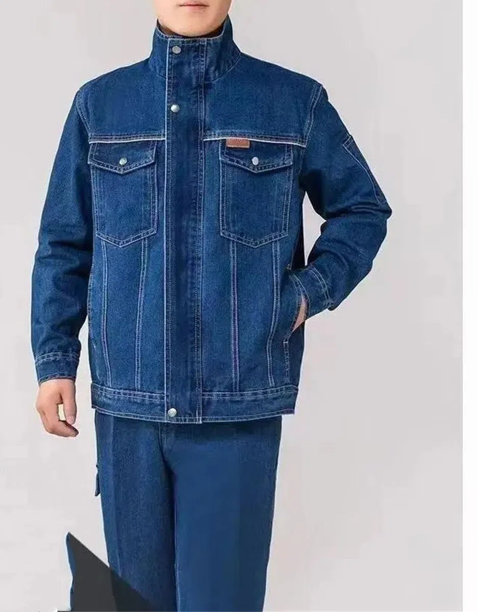 Conjunto de chaqueta vaquera bordada para hombre y jeans sueltos, atuendo casual para primavera, otoño, hip hop, estilo callejero