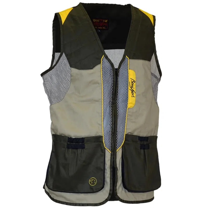 BENISPORT Chaleco de Tiro Nogal para Caza y Tiro Deportivo – Diseño Profesional con Bolsillos Amplios y Refuerzo Acolchado – Unisex