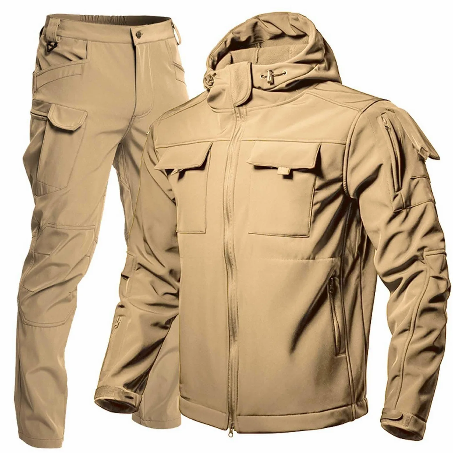 Generisch 2026 Hombres Invierno Térmico A Prueba de Viento Exterior Slim Fit Bolsillo Chaqueta Pantalones Conjunto Para Senderismo Escalada Ropa Casual