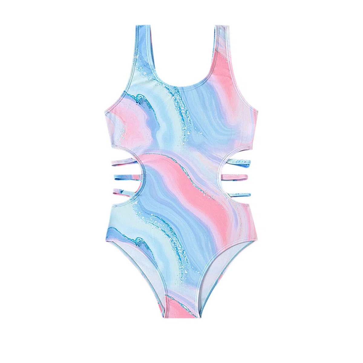 Disfraz de natación para niña, traje de baño de 1 pieza para niñas, traje de baño con recortes, estampado de verano, playa, deporte, baño