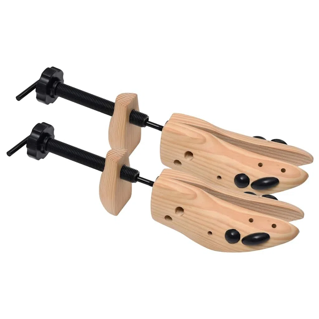 Horma para zapatos de tamaño 36-40 de madera maciza de pino para el cuidado del calzado, expansor bidireccional contra arrugas, ajustable con botón, soporte para botas y zapatos