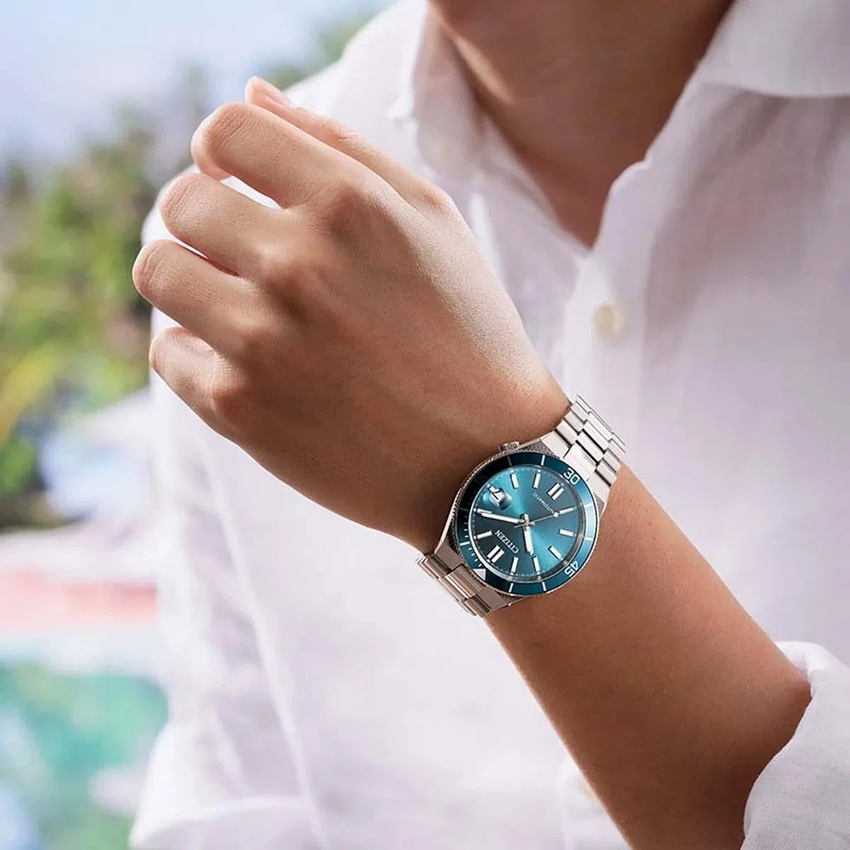 Citizen Tsuyosa Shore - Reloj automático para Hombre con Correa de Acero Inoxidable y Cristal de Zafiro, 10 ATM