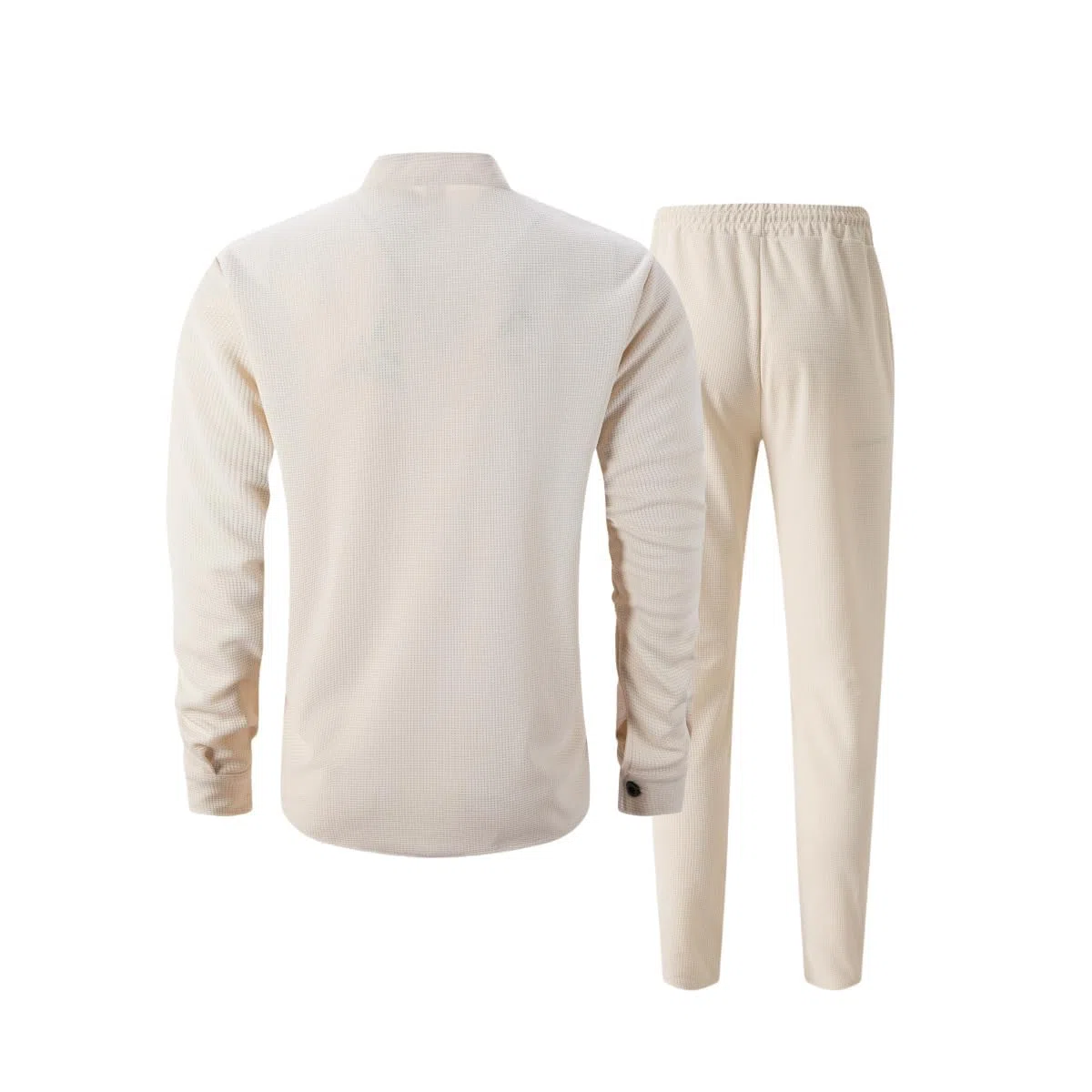 Generisch Conjunto de 2 piezas de camisa y pantalones informales para hombre, estilo gofre, ropa informal y casual