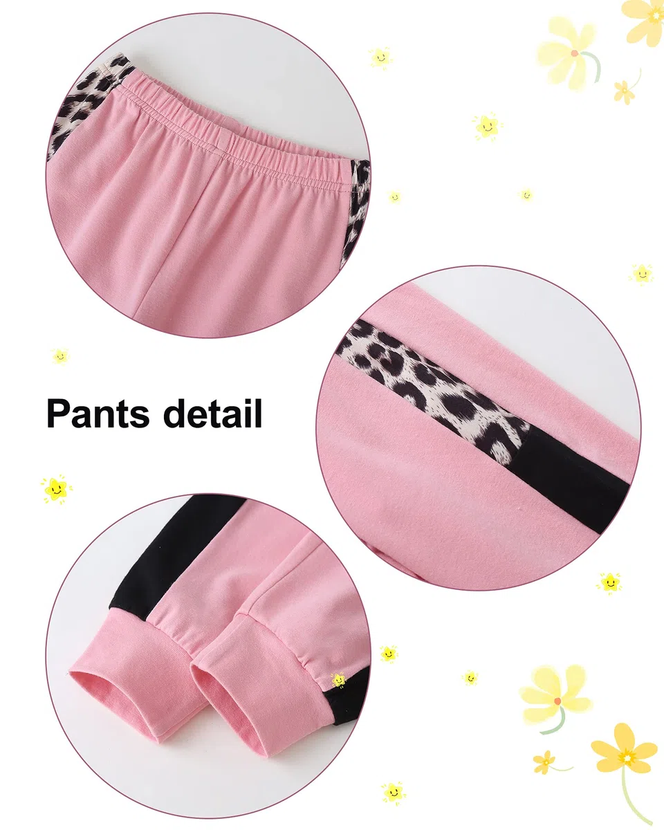 WESIDOM Conjunto de ropa para bebé, 2 piezas, ropa de otoño de manga larga, conjuntos de suéter para niña pequeña, Rosa y leopardo, 2-3T