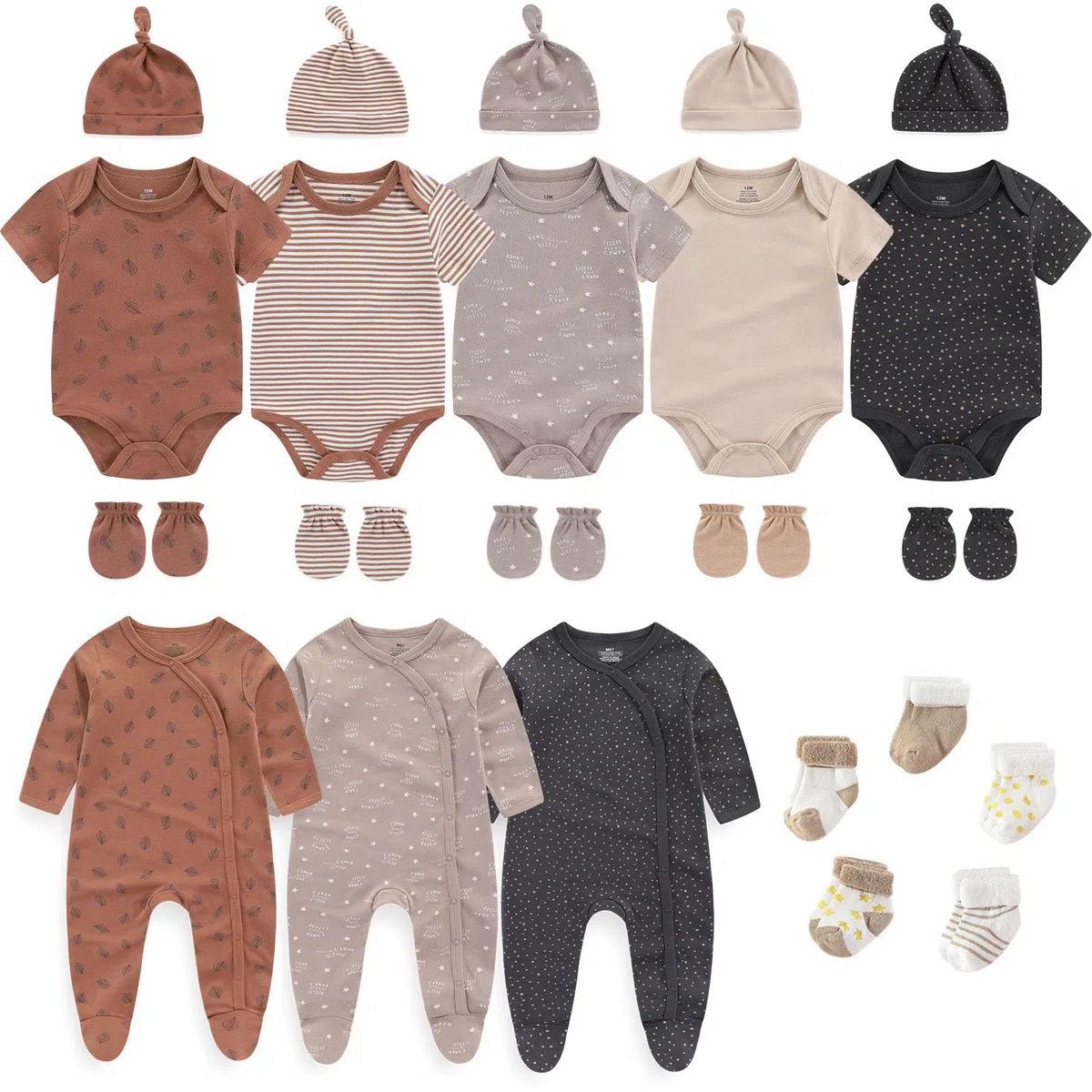 Ruliby - Juego de regalo de ropa de algodón para recién nacidos, unisex, ropa y accesorios esenciales para recién nacidos, artículos esenciales para recién nacidos
