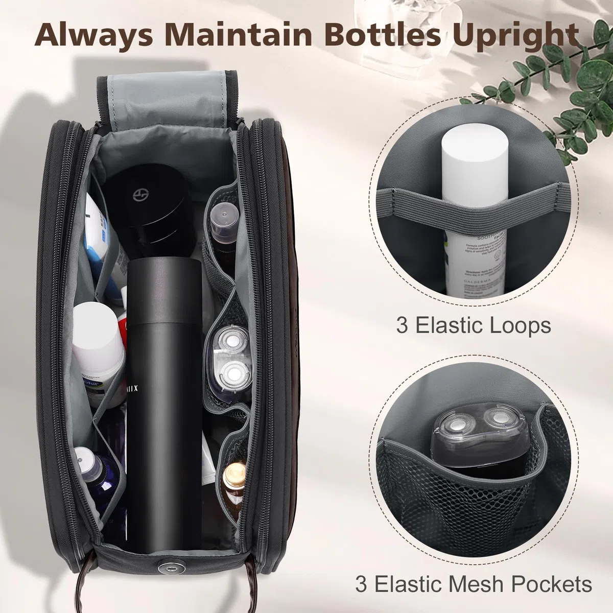 Wedama Neceser para hombre, bolsa de aseo grande para colgar, bolsa organizadora electrónica extra, bolsa de viaje impermeable para artículos de tocador, bolsa de viaje con asa de poliuretano para